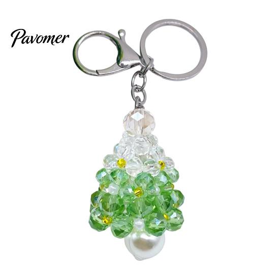 Beaded Key Holder Handmade Christmas Keychain, Xmas Tree Wreath Gift Box Bell Backpack Charm Santa Keyring, Hanging Decor for Party Favors