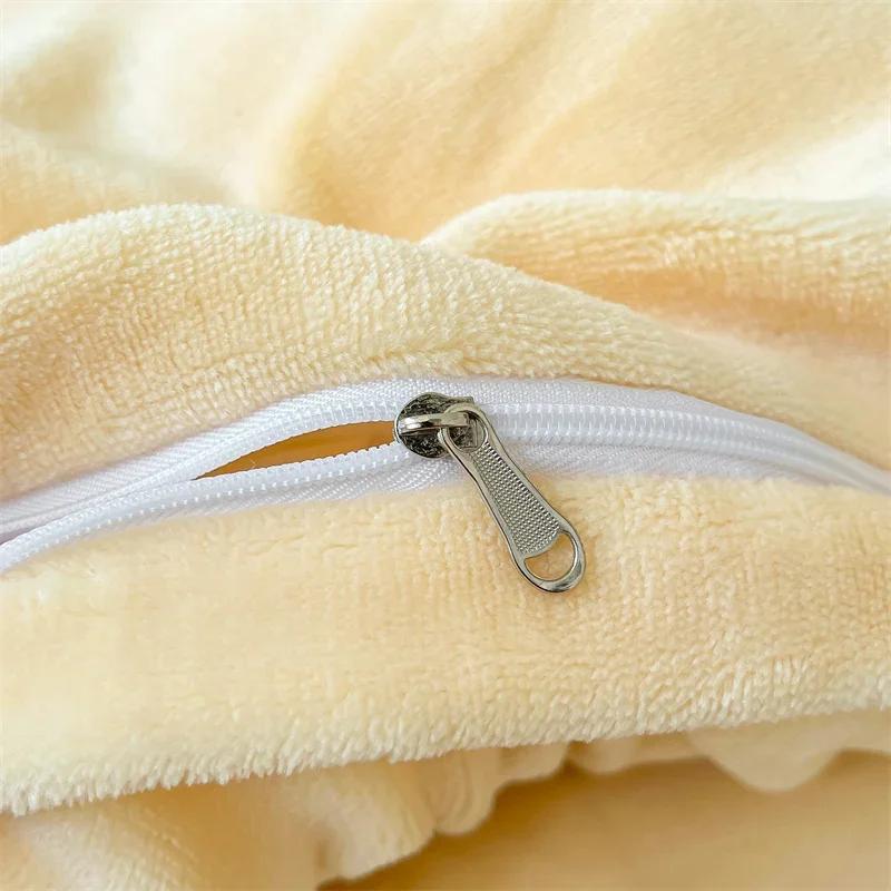 Simple Milk Fleece Warm Autumn Winter Duvet Cover Set 220x240 Soft Fluffy Queen Bedding Set Plush Warmth Blanket Cover Sets Cozy