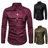 Men's European Size Long Sleeve Rivet Spliced Turn-Down Collar Shirt - Autumn/Winter 2020 Performance Costume C99