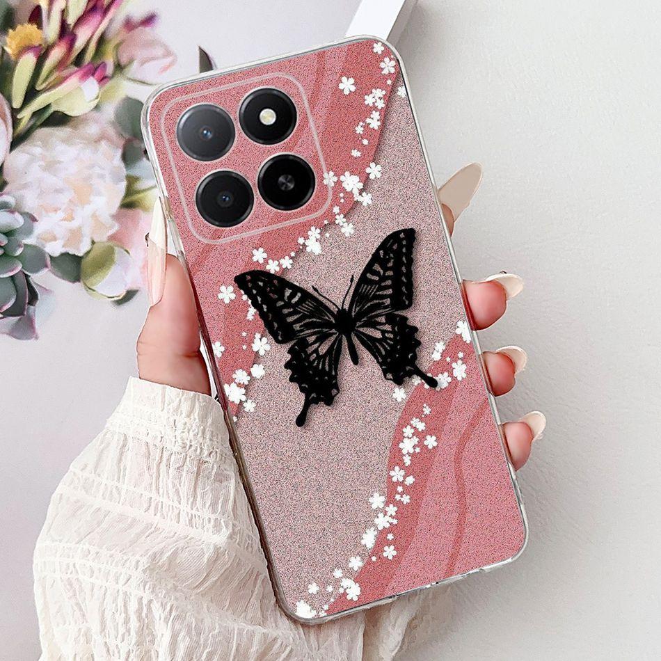 Phone Case For Honor X5b Plus X6b X7b X8b X9b 5G Elegant Flower Cat Painted Soft Silicone TPU Cases
