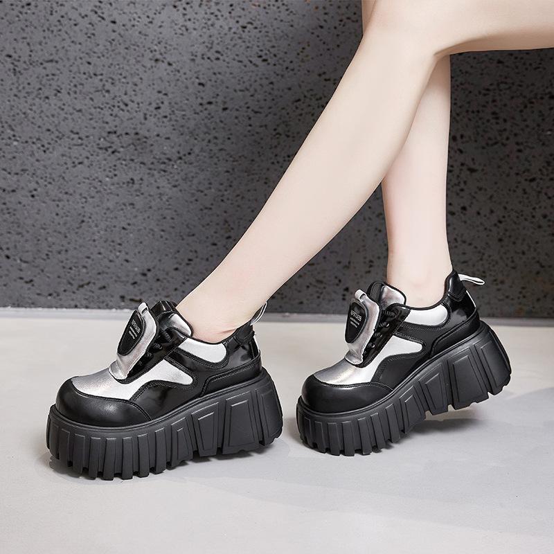 Fashion 8cm Winter High Platform Pumps for Women 2025 Fashion Mixed Colors Loafers Thick Bottom Wedges Heels Leather Woman Shoes