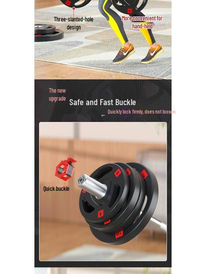 Cast Iron Rubber-Coated Three-Hole Grip Bell Plate for Dumbbells & Barbells