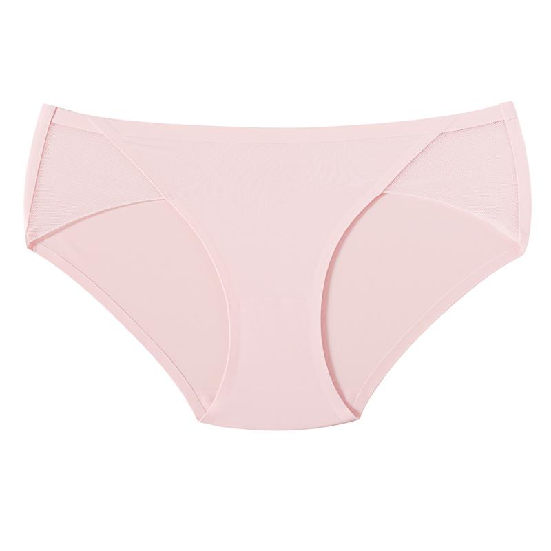 CINOON Sexy dámské kalhotky Ledové hedvábné bezešvé spodní prádlo síťované patchworkové spodky Pohodlné kalhotky do středního pasu