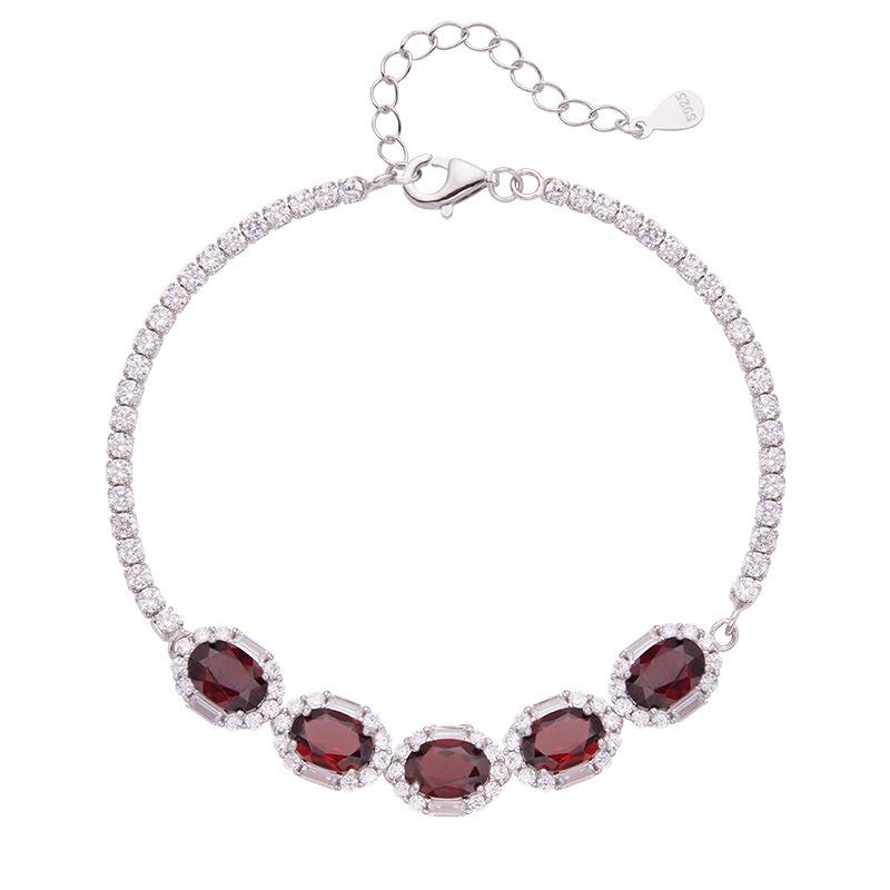 

S925 Sterling Silver Inlaid Natural Color Treasure Garnet Bracelet Women S Xiaohongshu Earrings Jewelry