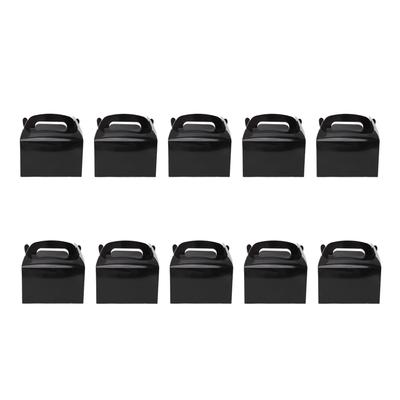 10 stücke Schwarz Giebel Boxen Party Favor Boxen Tragbare Papier Bäckerei Boxen mit Griff für Geburtstag