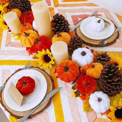 Velvet Artificial Pumpkin Flannel Plush Pumpkin Model Halloween Ornaments Simulated Pumpkin Thanksgiving Halloween Home Decor
