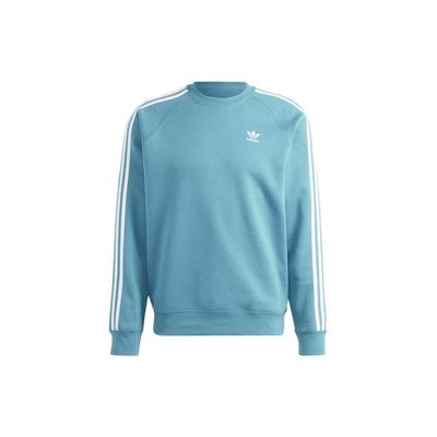 Originals Trefoil Three-Stripe Colorblock Logo Crew Neck Sweatshirt Men Tops Blue II5762