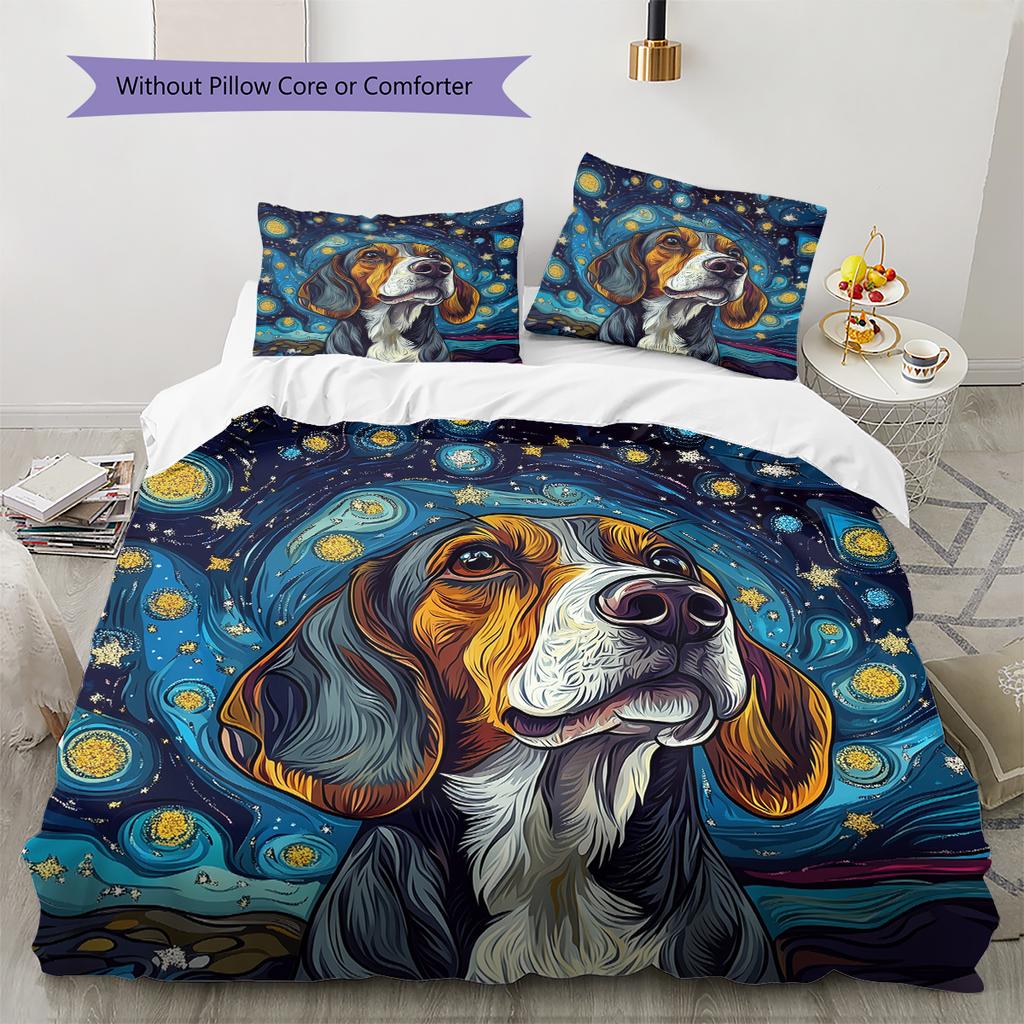 Beagle Pattern Bedding Home Decoration Birthday Gift (1 * Duvet Cover + 2 * Pillowcase, Without Core)