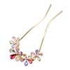 [Myaomyao] Hairpin Hair Ornament Kimono Yukata U-Shape Formal Wear Hair Accessories Metal Antique Cherry Blossom Flower Crystal Flower Gold