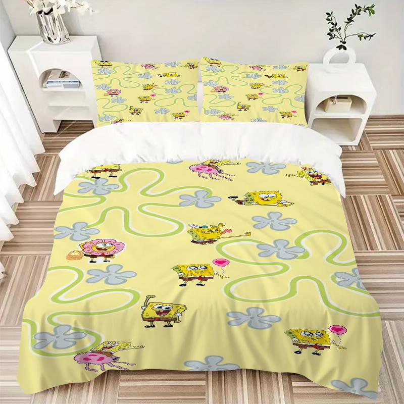 3Pcs Spongebob Squarepants Adventure Bedding Sets For All Sizes New 3D Printed Bed Cover Comforter Duvet Cover Pillowcase Bedroom Decoration