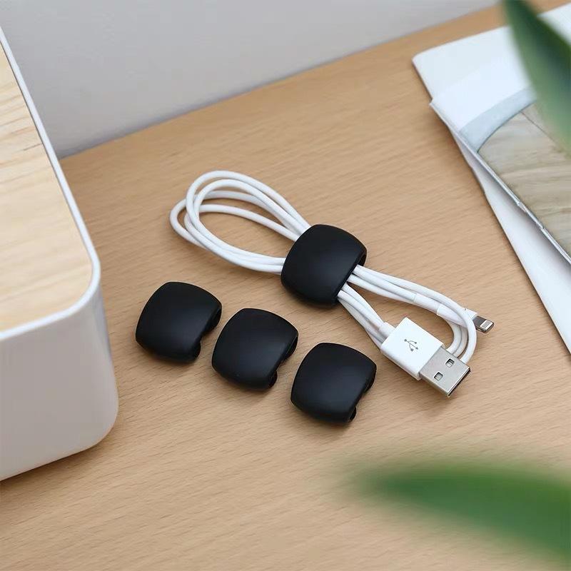 4pcs/set Data Cable Winder Earphone Cable Tie Fixing Clip USB Charger Line Cable Holder Desk Organizer Management Clips