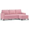 Vidaxl 3-Osobowa Sofa Z Podnóżkiem, Różowa, 180 Cm, Aksamitem