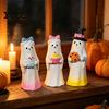 Spooky Sweet Holiday Accents Halloween Cute Ghost Ornament, Resin Figurines with Cake/Cookie Decorative Crafts for Design Desktop Fireplace Home Party
