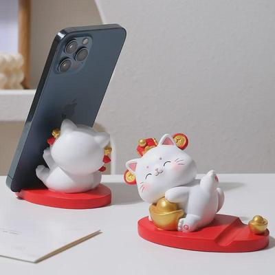 Entzückender Handy- und Tablet-Ständer mit Glückskatze – Kreativer Cartoon-Tischhalter, Ornament und Geschenk für Paare