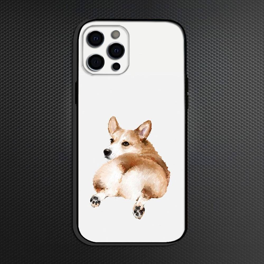 Corgi Phone Case For iPhone 16,15,14,13,12,11 Plus,Pro Max, Others Soft Black Cover