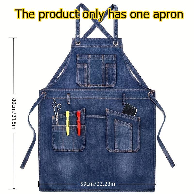 1 шт. Модный джинсовый фартук с множеством карманов для кухни, дома, кейтеринга, кофейни, рабочая одежда, водонепроницаемый фартук для готовки OneSize