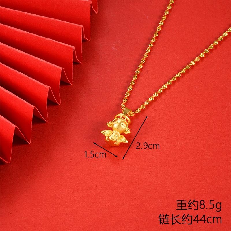 Vietnamese gold-plated necklace for women, long-lasting color, vintage heart-shaped imitation gold jewelry, copper alloy accessory, new clavicle