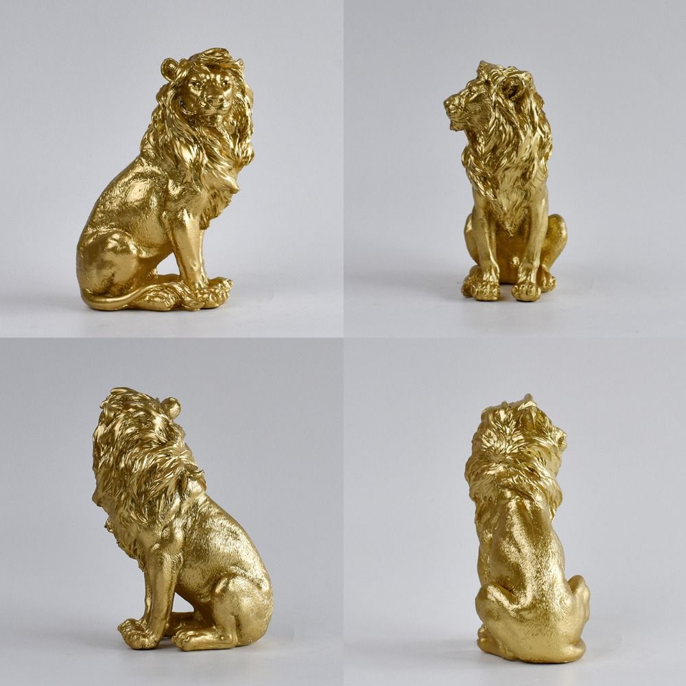 Retro Animal Ornament Luxury Miniatures Figurine Sculpture Desktop Decoration Lion Statue  Bedroom