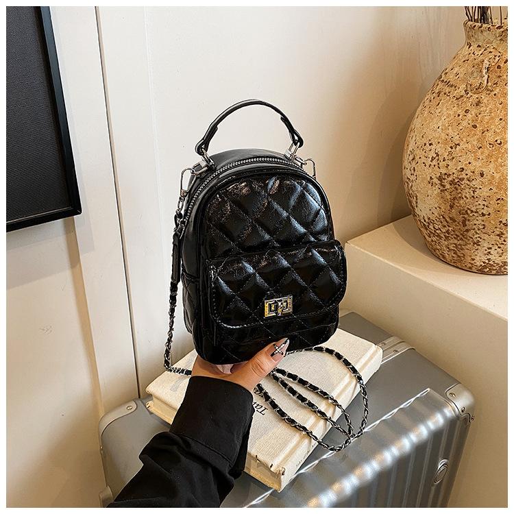 

Premium sense niche rhombus backpack bag new fashion versatile backpack schoolbag shoulder travel bag чорний