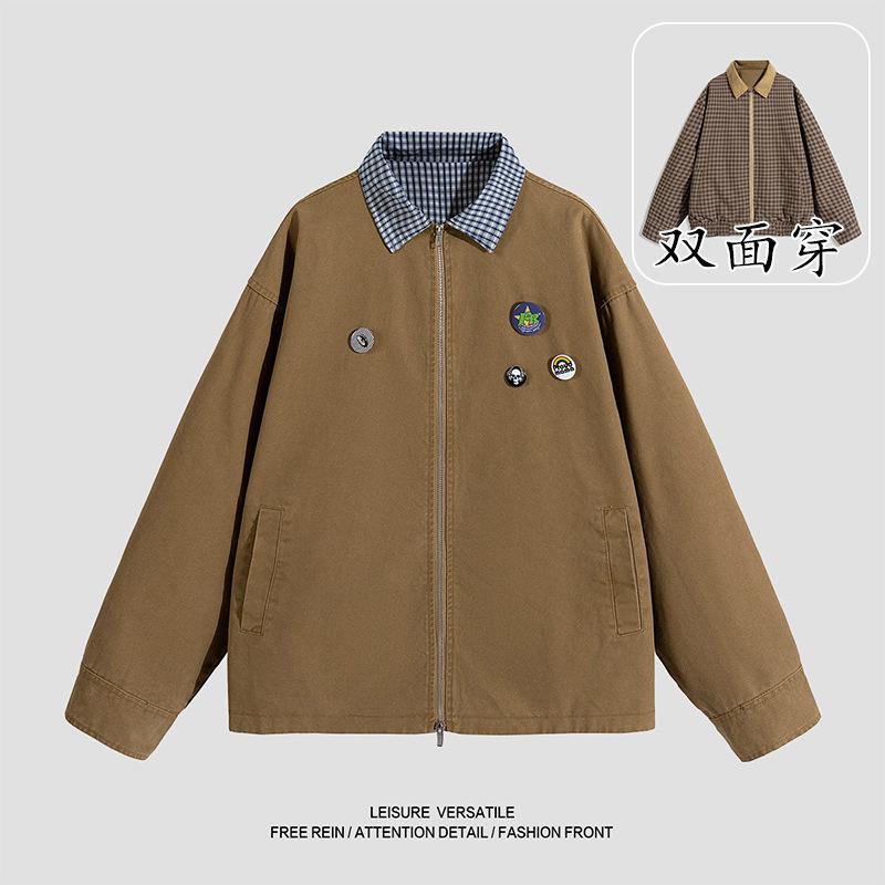 Versatile Coat Minimalist Cotton Jacket Men's 2026 Jacket Reversible Wear Casual Men's Baseball Clothing Fall Men's Breathable Work Casual Jacket