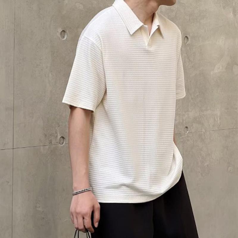 

Summer Men S Casual Loose-Fit Half Sleeve Polo Shirt Top Korean Style Lapel Fashionable And Comfortable T-Shirt