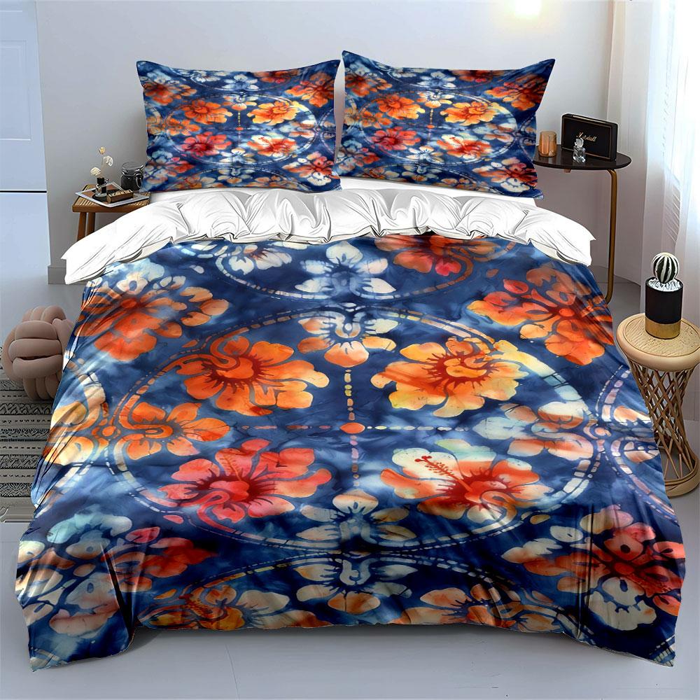 Colorful Floral Hibiscus Pattern. Bedding Sets Duvet Cover Sets Duvet Covers Pillowcases(1 * Duvet Cover 2 * Pillowcases Without Duvet Insert)