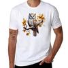 Beautiful Owl On A Tree Branch Tshirt Relaxed Fit Casual Short Sleeve Top