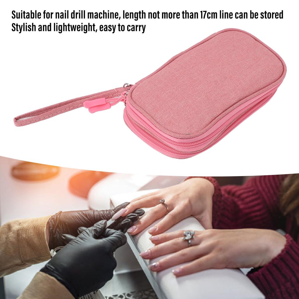 Nail Drill Kit Holder Bag Mesh Pockets Multi Layers Water Resistant Portable Nail Drill Organizer Bag for Grinding Machine