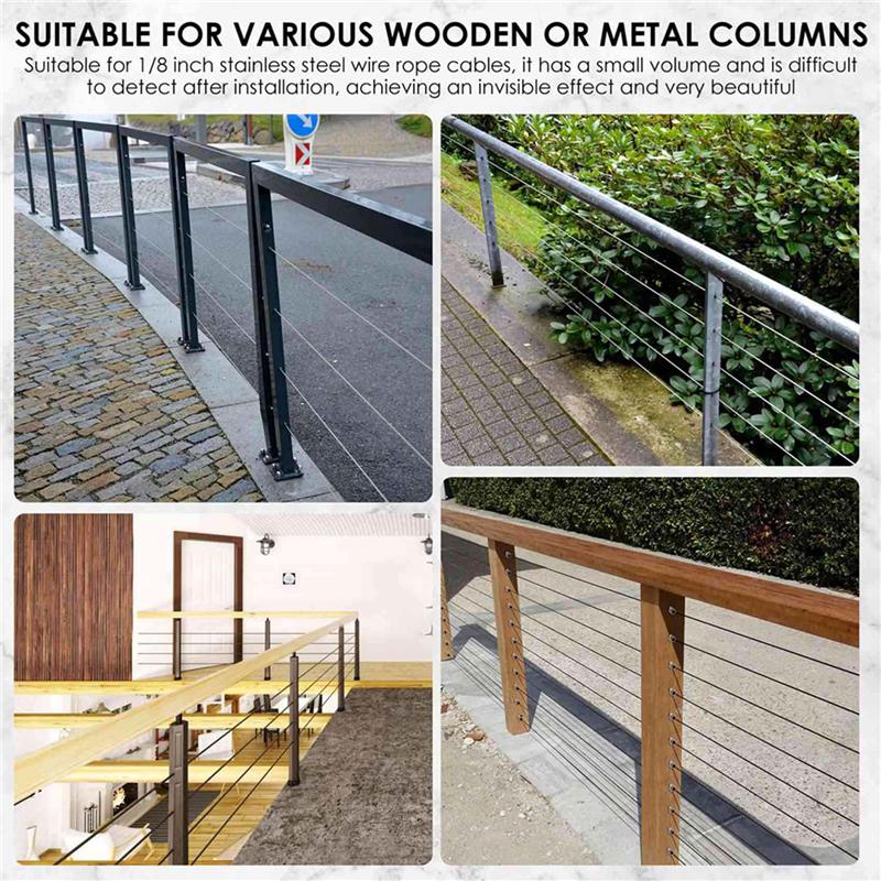 B97A-40Pcs Invisible Cable Railing Kit, Swage Stud End For Cable Railing, Swage Tensioner Cable Railing System For Wood