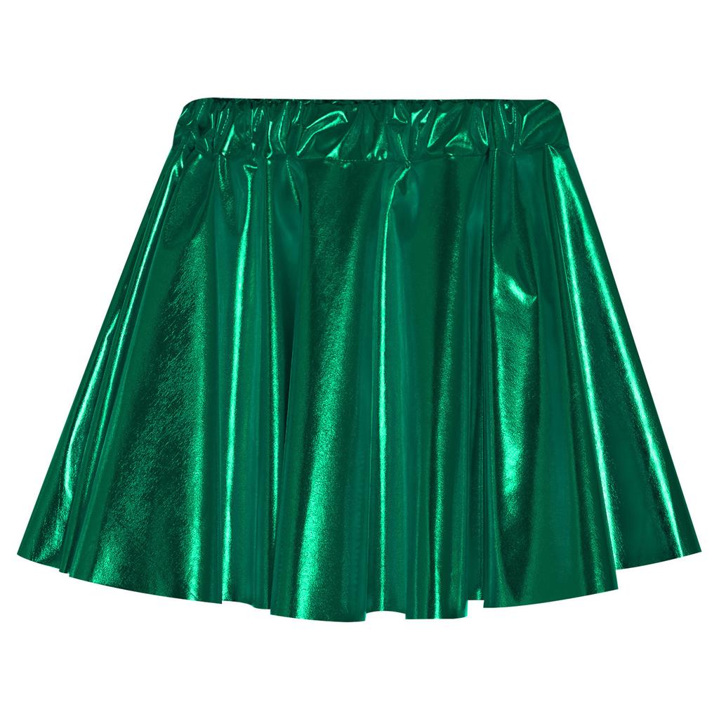 Girls Performance Skirt Elastic Waist Shiny Bronzing Material Dance Practice Costume Bottom