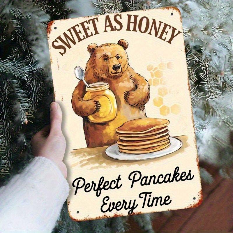 Vintage Bees & Honey Metal Tin Sign for Kitchen Farm Interior Decor
