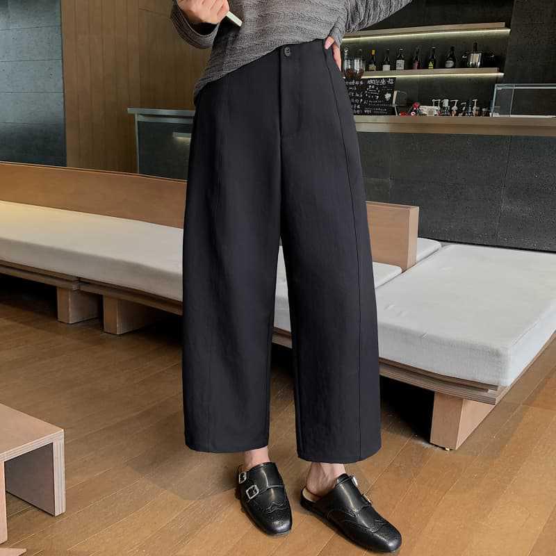 Women s Dark Gray Cropped Wide-Leg Pants - Slim Fit, Petite & Pear-Shaped, Autumn Casual XS