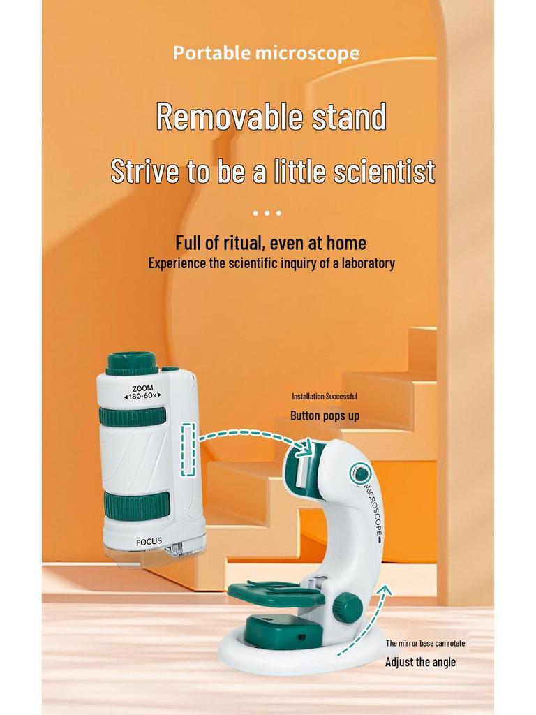 Xueyouma Kids' Portable Microscope Science Experiment Set for Elementary Students – Educational Biology Toy