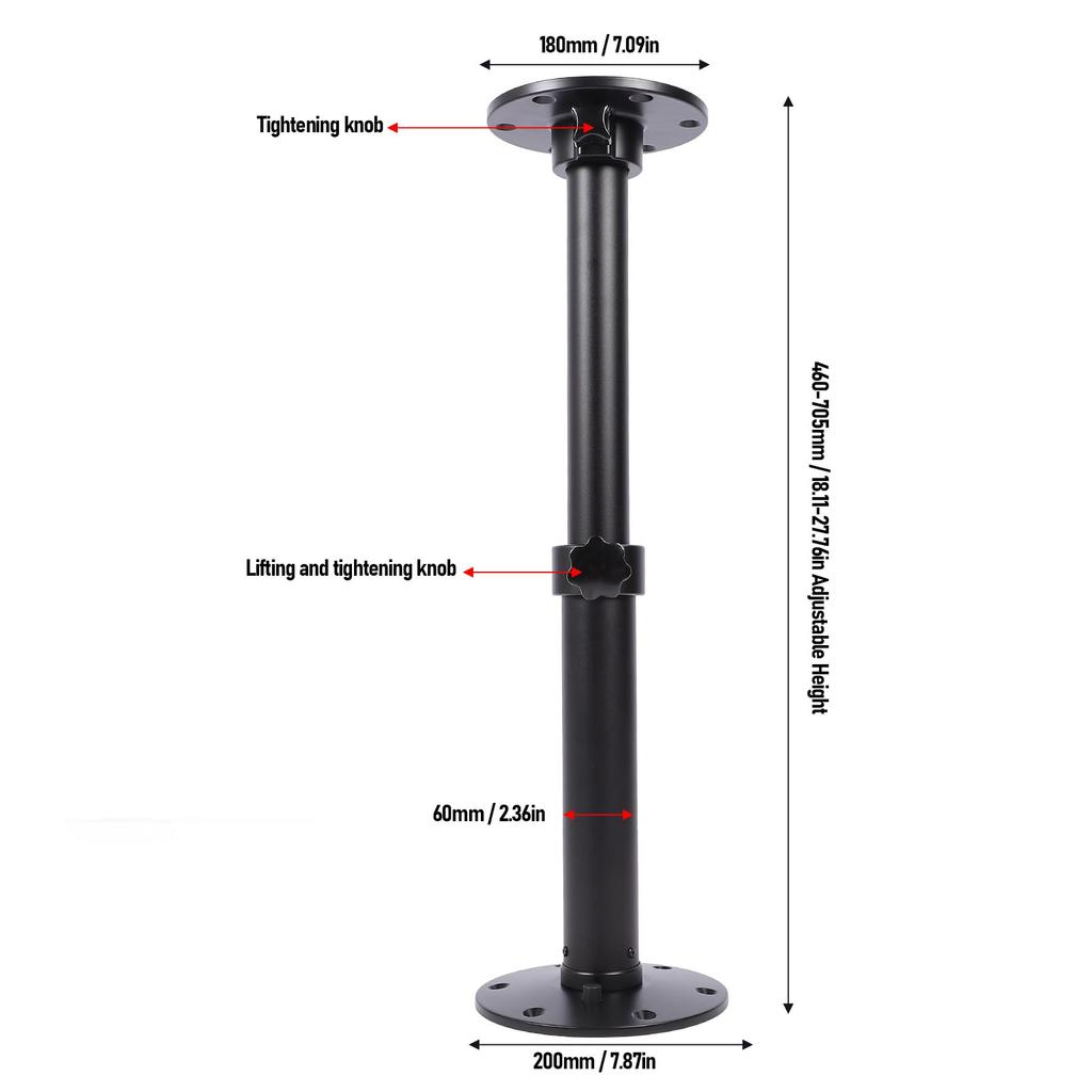 New RV Table Leg 18.11 To 27.76in Adjustable Aluminum Alloy Removable Table Base Mount for RV Campervan Boat Yacht Deck