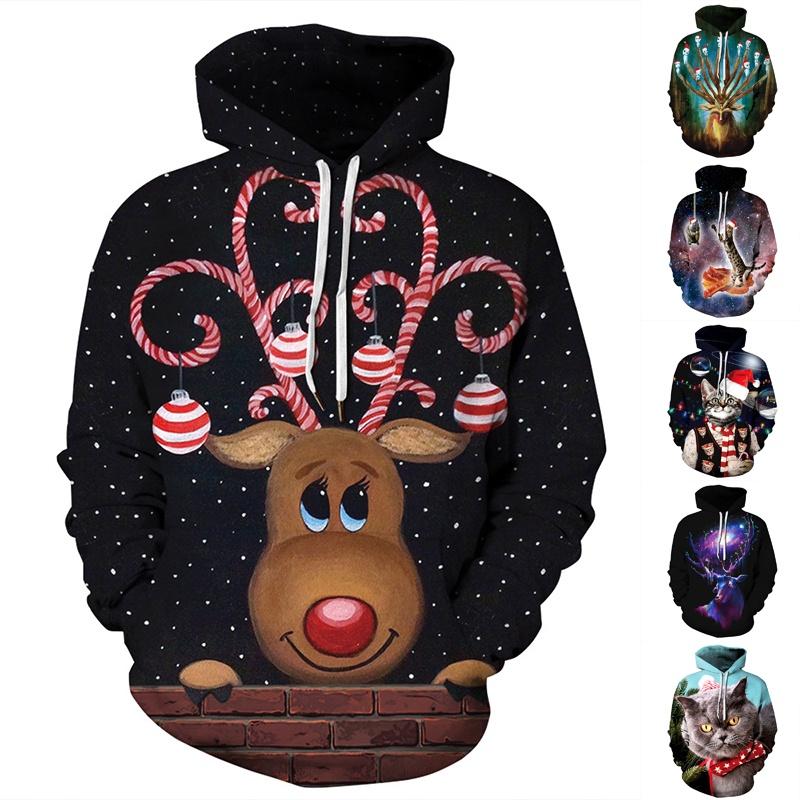Men Christmas Women 3d Graphic Print Hooded Hoodie Sweatshirt Pullover Jumper