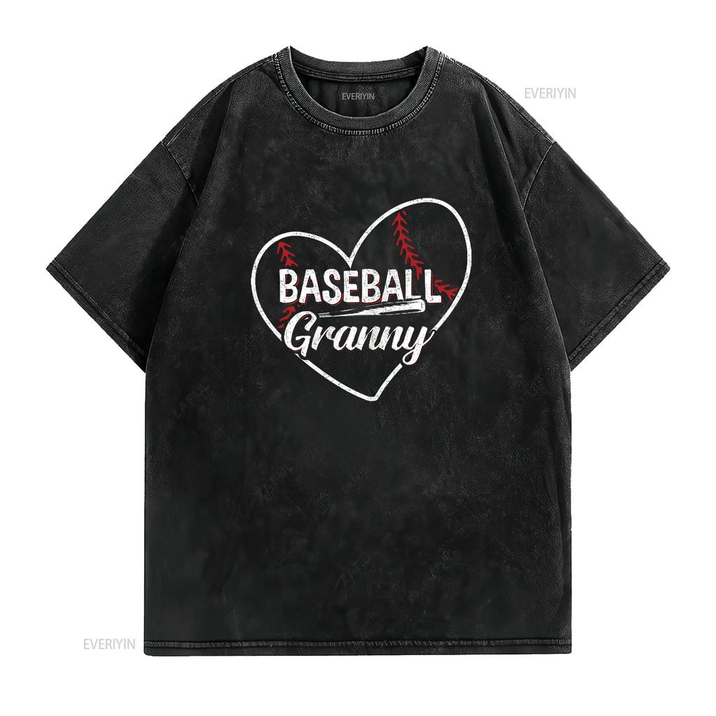 Baseball Grandma Granny Love Player T Shirt Vintage Washed Comfortable Streetwear Breathable Unisex Versatile