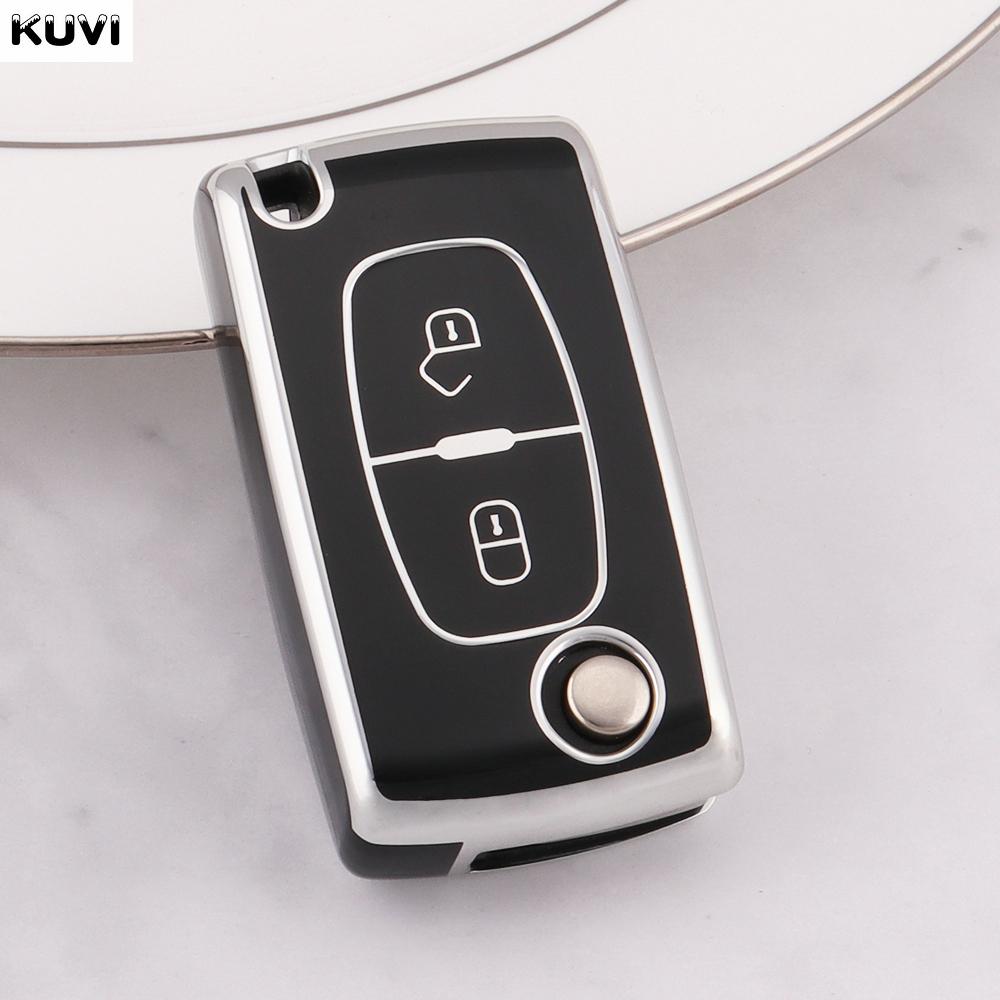 TPU Etui Klapka Pokrowiec na Kluczyk Samochodowy Dla Citroen C2 C3 C4 C5 C6 Xsara Berlingo Dla Peugeot 207 307 308 407 607 807 Ochraniacz Brelok