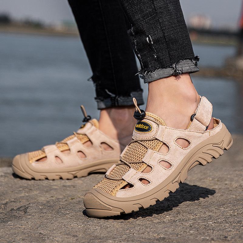 Men's sandals summer wear sports cool slippers men's bag head trend hole beach shoes men's beach shoes