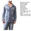 2 Pcs/Set Men Winter Pajamas Set Lapel Thick Striped Single-breasted Loose Elastic Waist Warm Soft Pockets Solid Color Men Homewear Top Pants Set