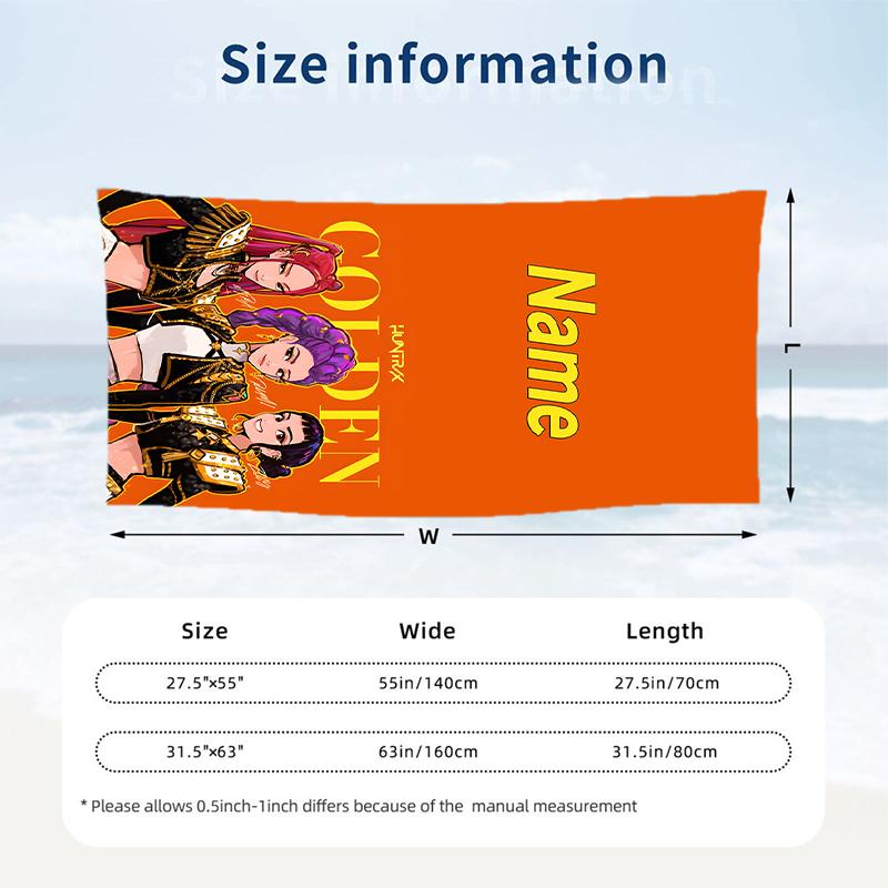 HUNTRIX Custom Name Printed Beach Towel Personalized Soft Towel For Swimming Beach Travel