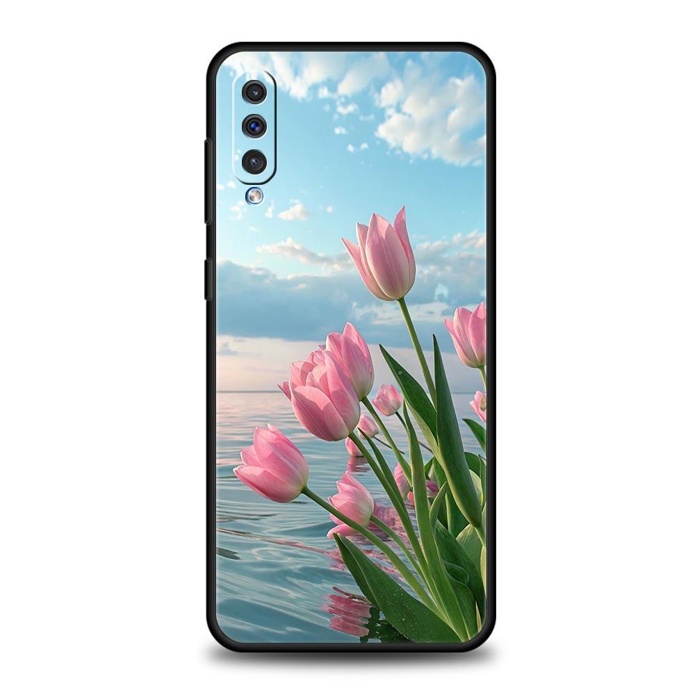 

Чехол для телефона Samsung A56 A36 A26 A24 A12 A14 A16 A50 A70 A22 A40 A34 A54 A42 A52 5G A04s A06 Розовый Цветок Тюльпана Любовь Galaxy A22 5G
