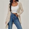 Amazon autumn and winter cross-border new European and American fashion women's solid color ribbed knitted cardigan cardigan long-sleeved sweater