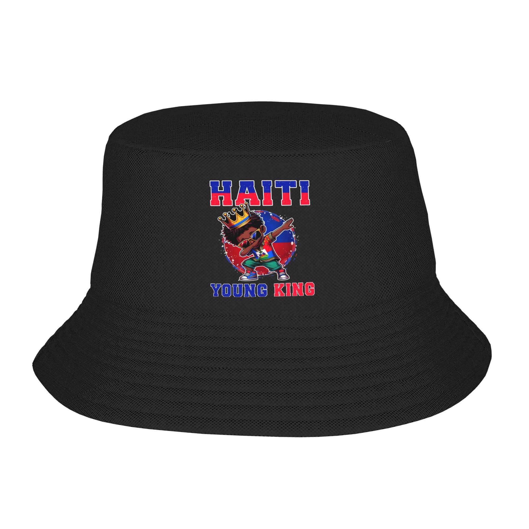 Girl Bucket Hat Haiti Young King Haiti Flag Vocation Getaway Headwear Foldable Outdoor Sports Fishing Hat Bob Birthday Gift Idea One Size