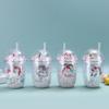 Water bottle creative unicorn double plastic cup high value male and female students cartoon summer straw cup children's water cup
