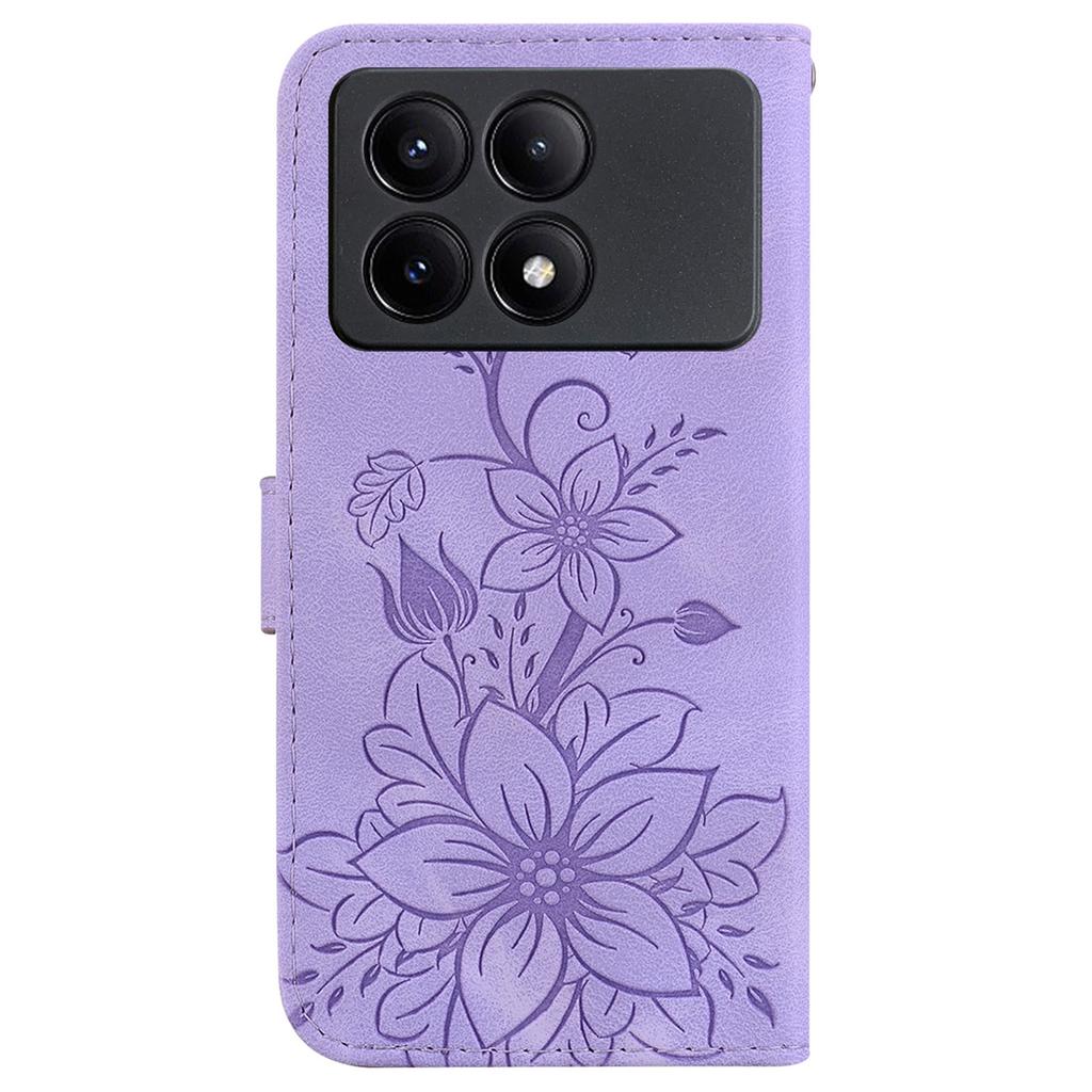 For Xiaomi Redmi K70E 5G/Poco X6 Pro 5G Cover Leather Wallet Case Lily Flower Imprint Phone Shell