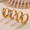 Personalized Imitation Pearl Premium Earrings Niche Design Stainless Steel Gold Rhinestone Versatile Earrings