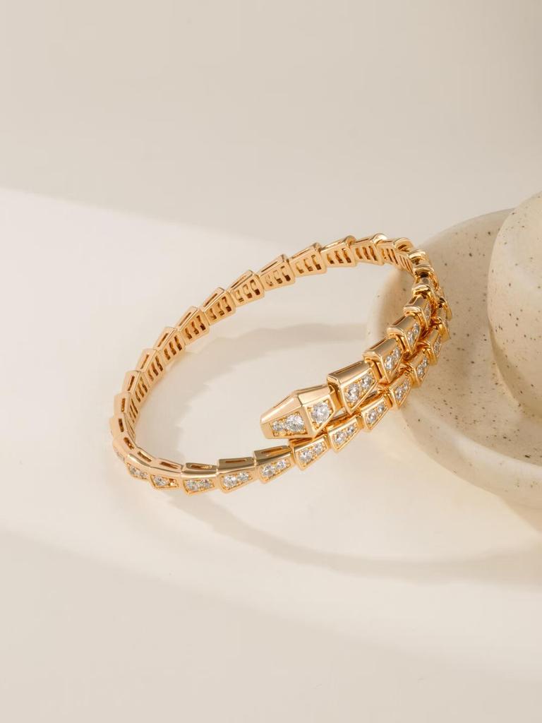 925 Silber CNC Voll Diamant Geister Schlange Armband Leichter Luxus Stil Chalcedon Fritillary Feder Lebender Mund Armband