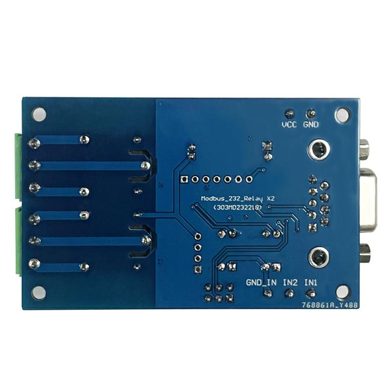 7-24V Power Modbus RTU Dual-Channel Relay Module RS232/TTL UART 2 Inputs