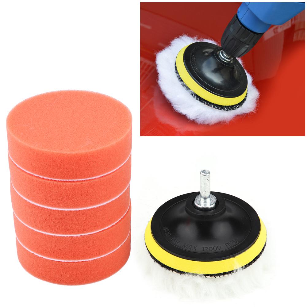8Pcs 4inch Sponge Buffing Polishing Pad Kit for Car Polisher with Adapter