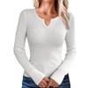 Women's Casual Solid Color V Neck Slim Button Knit Sweater Long Sleeved Base Sweater Sweater